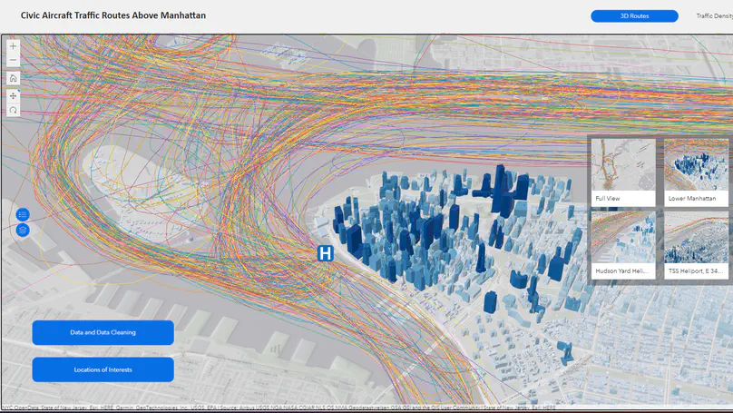 Civic Aircraft Traffic Routes Above Manhattan