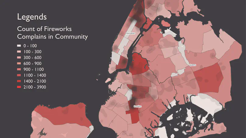 Fireworks Complaints Map In NYC